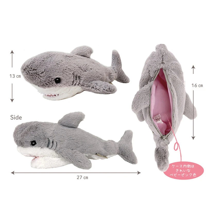 Cartoon Plush Shark Pen Bag Pencil Case Kawaii Doll Back To School