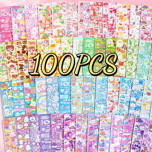 Kawaii Handbook Stickers Cartoon Collage Laser Student DIY Decorative