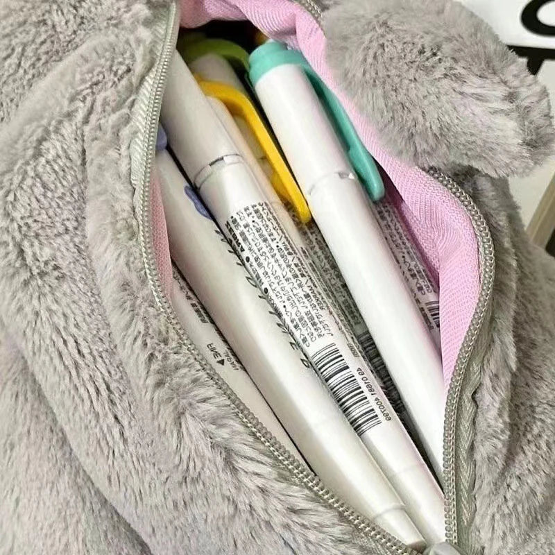 Cartoon Plush Shark Pen Bag Pencil Case Kawaii Doll Back To School