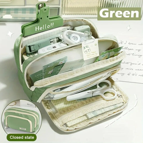 Kawaii Pencil Case 3 Layers Cute Pen Bag Large Capacity Korean