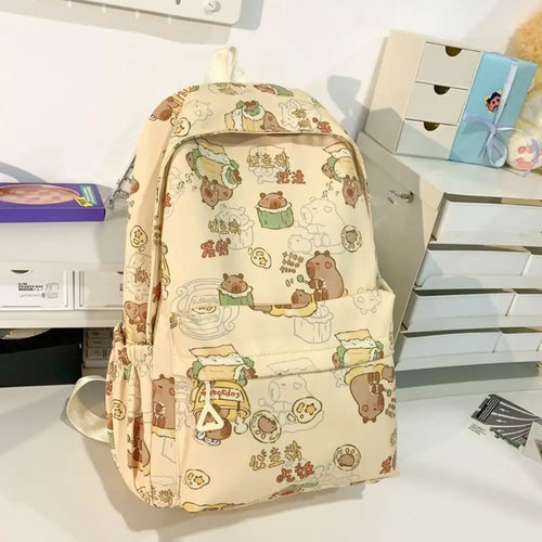 Kawaii Cartoon Capybara Backpack Funny Large Capacity Capybara School