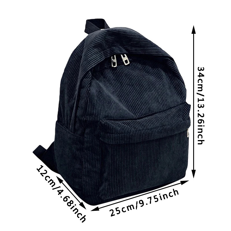 New Trend Backpack Fashion Women Corduroy Backpack College Women Solid