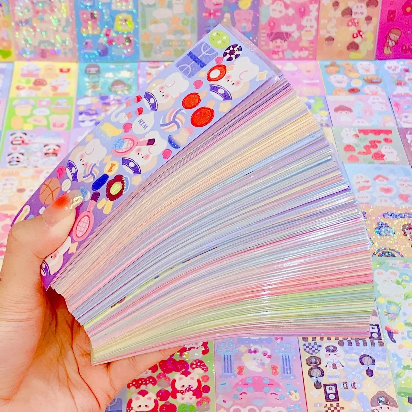Kawaii Handbook Stickers Cartoon Collage Laser Student DIY Decorative
