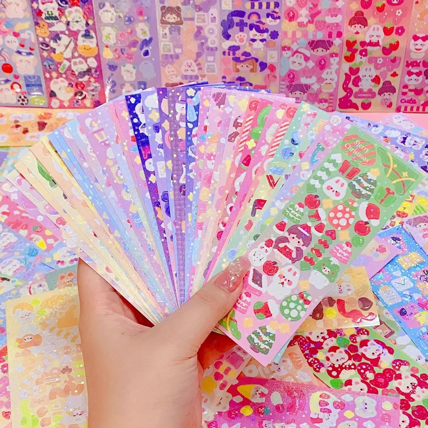 Kawaii Handbook Stickers Cartoon Collage Laser Student DIY Decorative