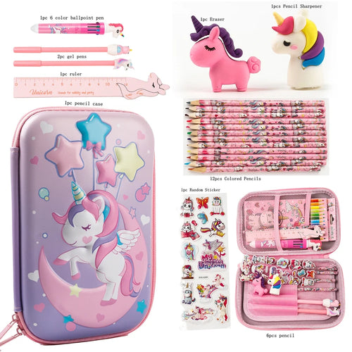 Cool Dinosaur Pencil Case Stationery Set Unicorn 3D EVA Pencil Box
