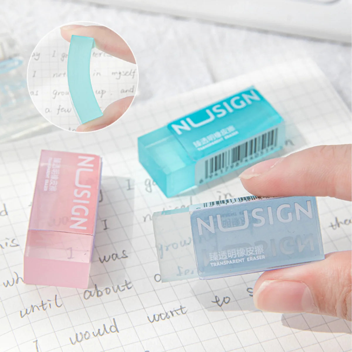 1/36Pcs Lovely Transparent Eraser for Kids Ins Simplicity Solid Color