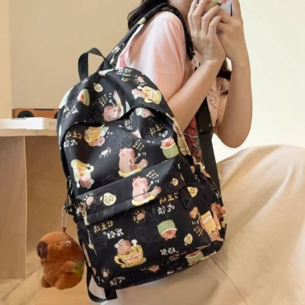 Kawaii Cartoon Capybara Backpack Funny Large Capacity Capybara School