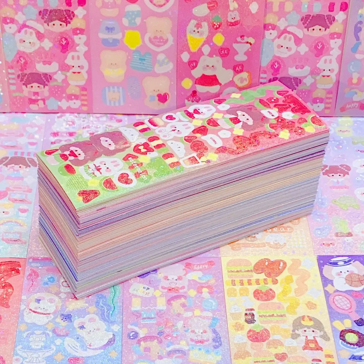 Kawaii Handbook Stickers Cartoon Collage Laser Student DIY Decorative