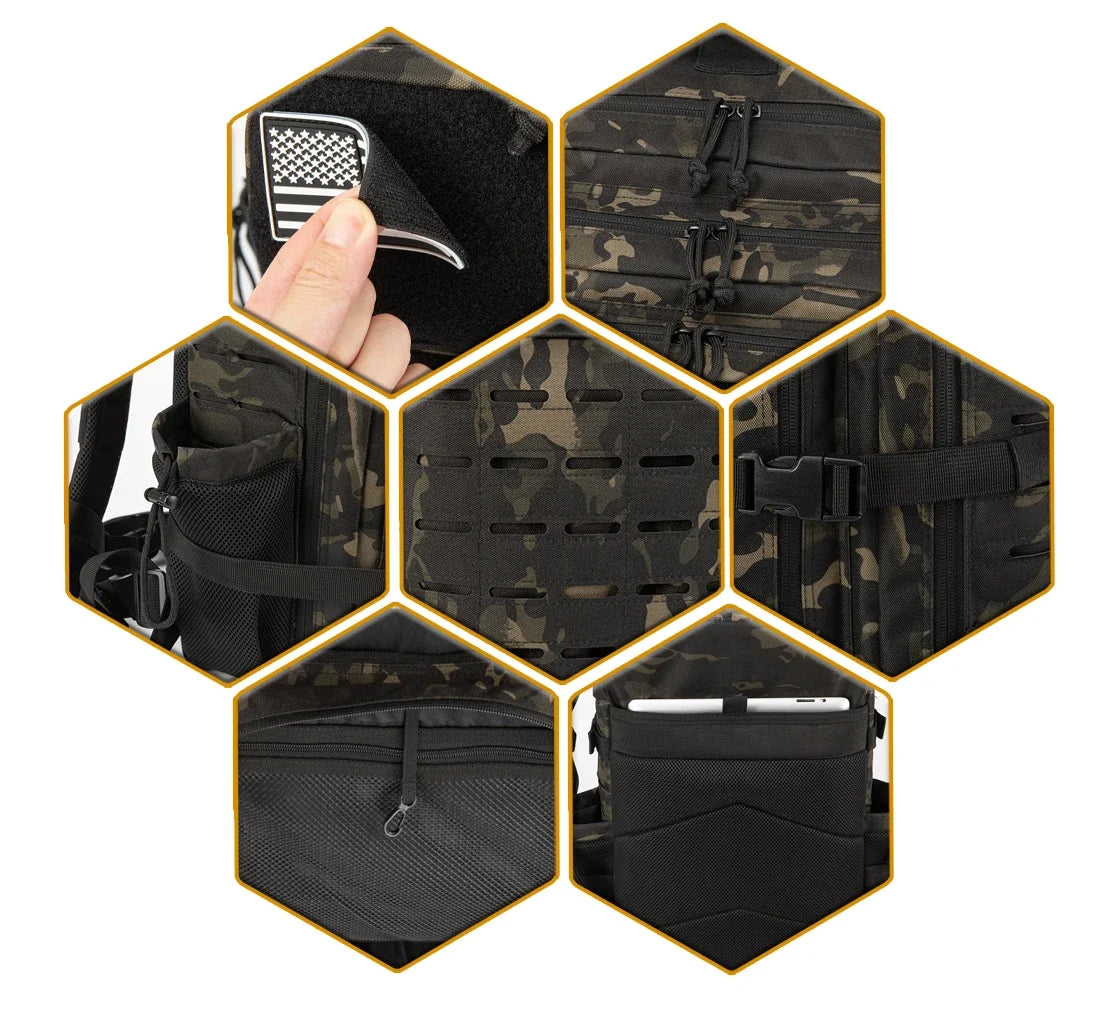 25L/45L Tactical Backpack Outdoor for Women/men Laser Cut Molle Hiking