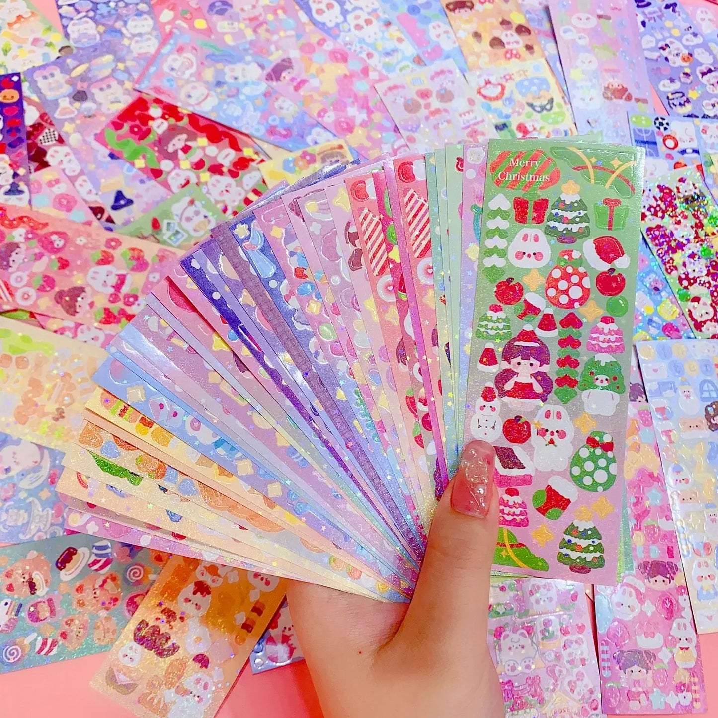 Kawaii Handbook Stickers Cartoon Collage Laser Student DIY Decorative