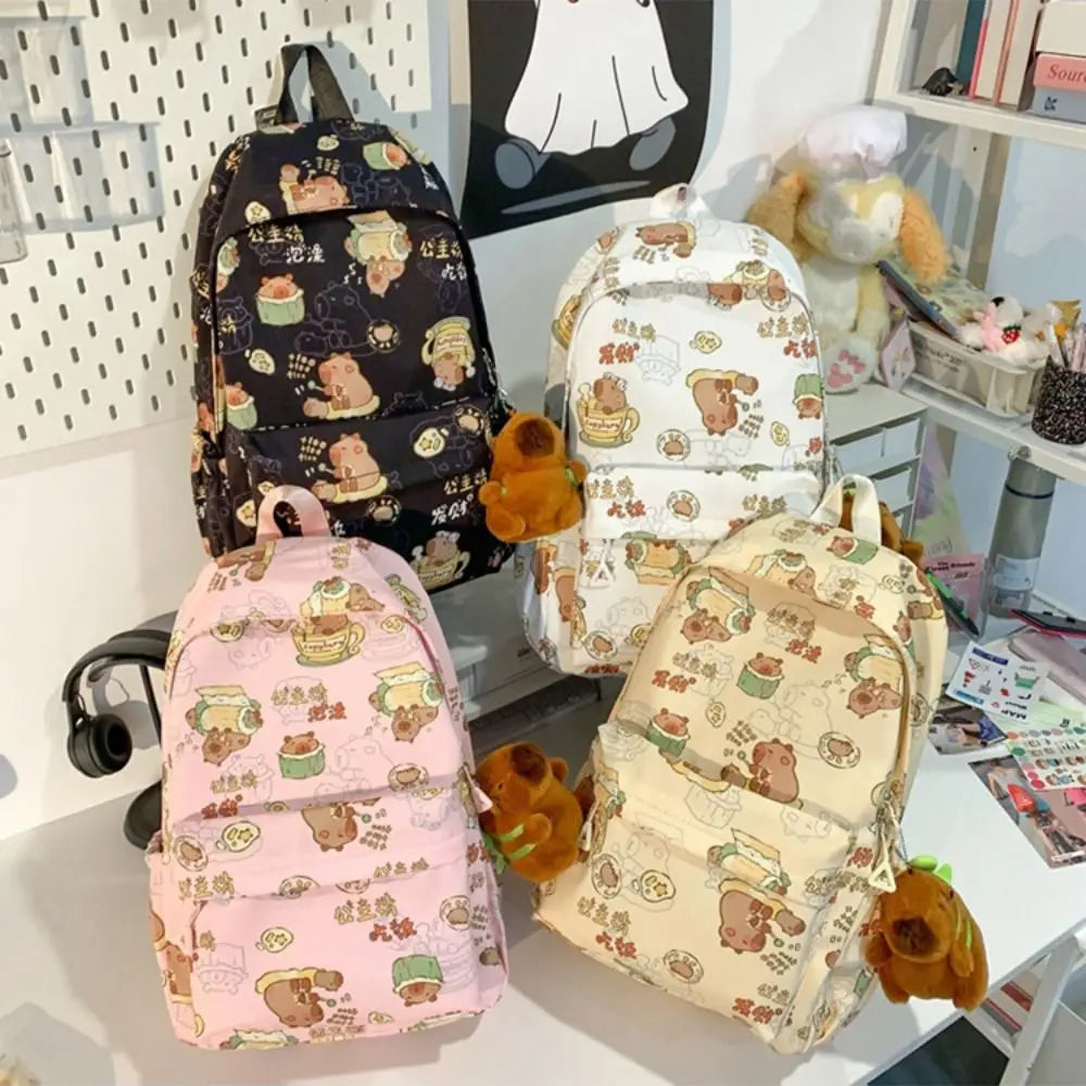 Kawaii Cartoon Capybara Backpack Funny Large Capacity Capybara School
