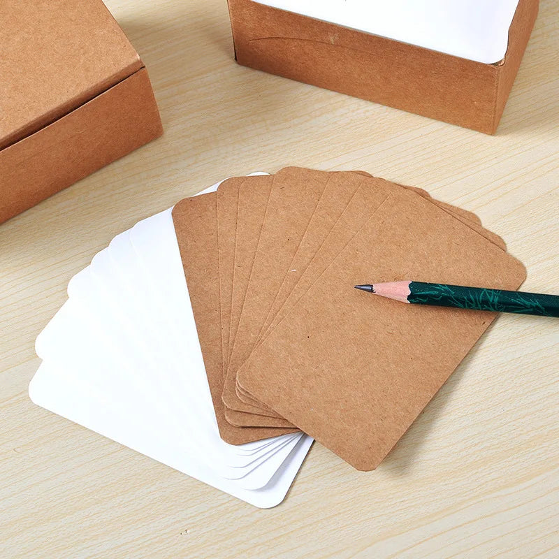 20/50/100pcs Color Kraft Paper Card Retro Double Sided Word Card DIY