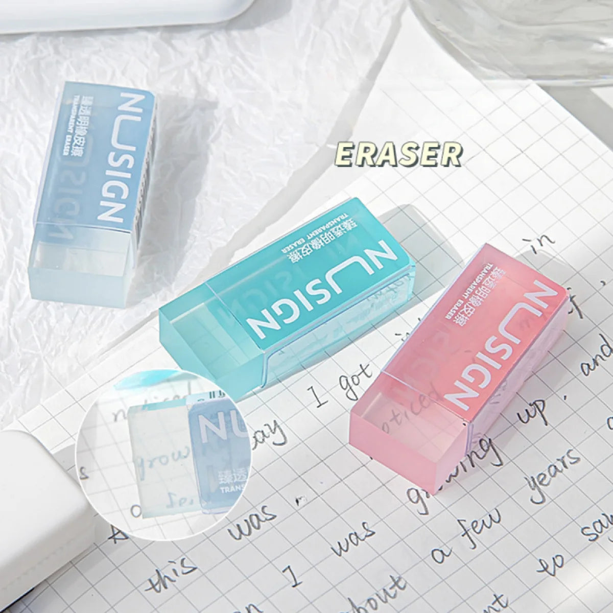 1/36Pcs Lovely Transparent Eraser for Kids Ins Simplicity Solid Color
