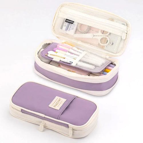 Kawaii Pencil Case Large Capacity Pen Bag Double Layer for Students