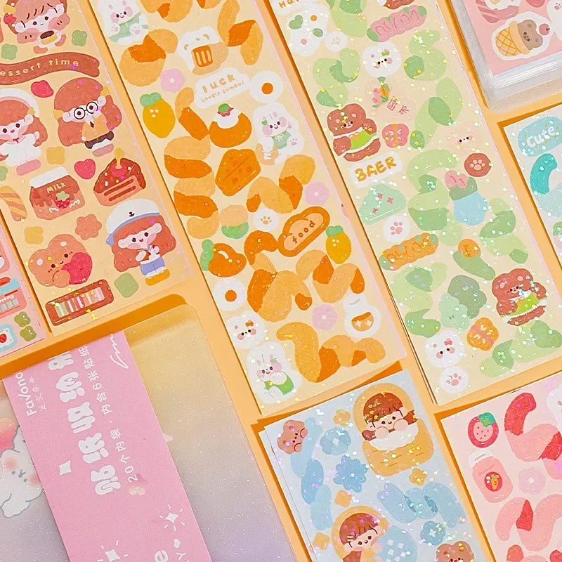 Kawaii Handbook Stickers Cartoon Collage Laser Student DIY Decorative