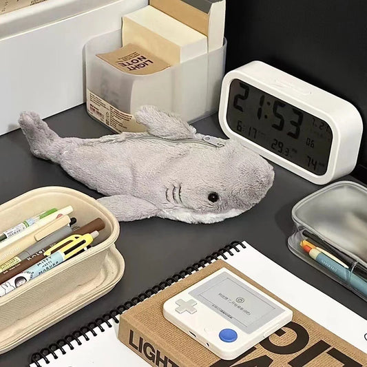 Cartoon Plush Shark Pen Bag Pencil Case Kawaii Doll Back To School