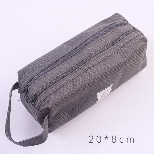 Large Capacity Pencil Cases Double Layer Simple Canvas Bags for Girls