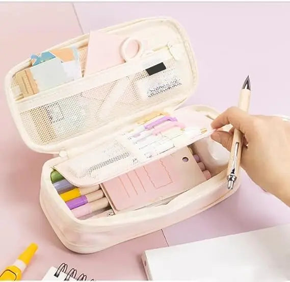 Kawaii Pencil Case Large Capacity Pen Bag Double Layer for Students