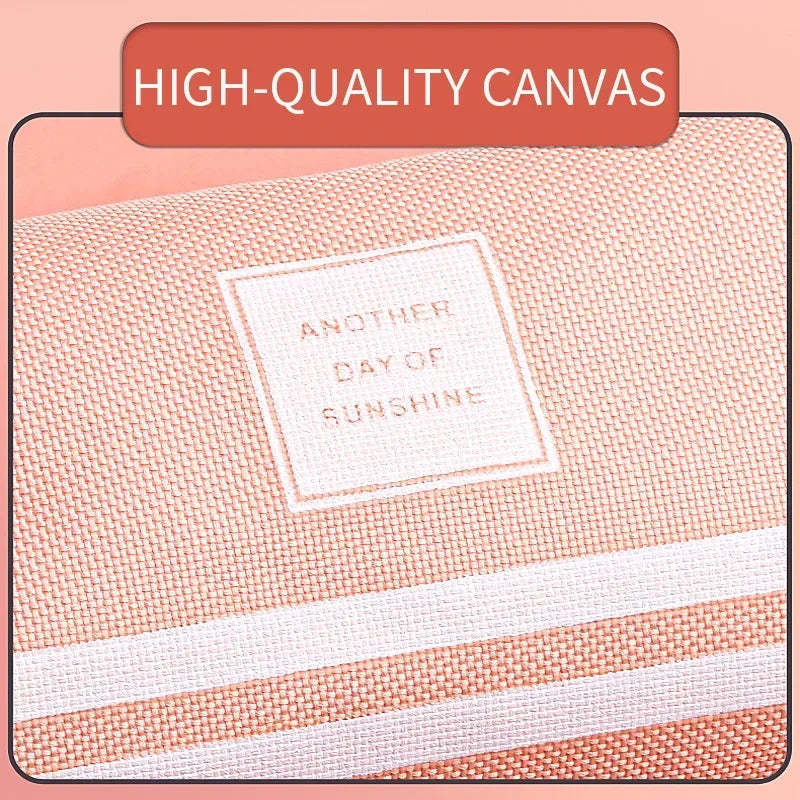 Large Capacity Pencil Cases Double Layer Simple Canvas Bags for Girls