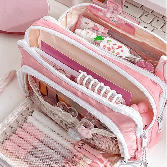 Kawaii Pencil Case 3 Layers Cute Pen Bag Large Capacity Korean