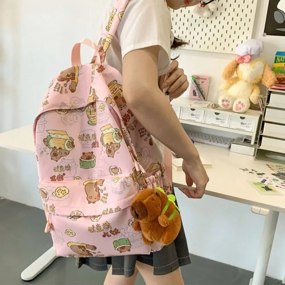 Kawaii Cartoon Capybara Backpack Funny Large Capacity Capybara School
