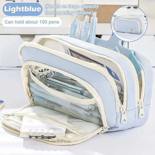 Kawaii Pencil Case 3 Layers Cute Pen Bag Large Capacity Korean