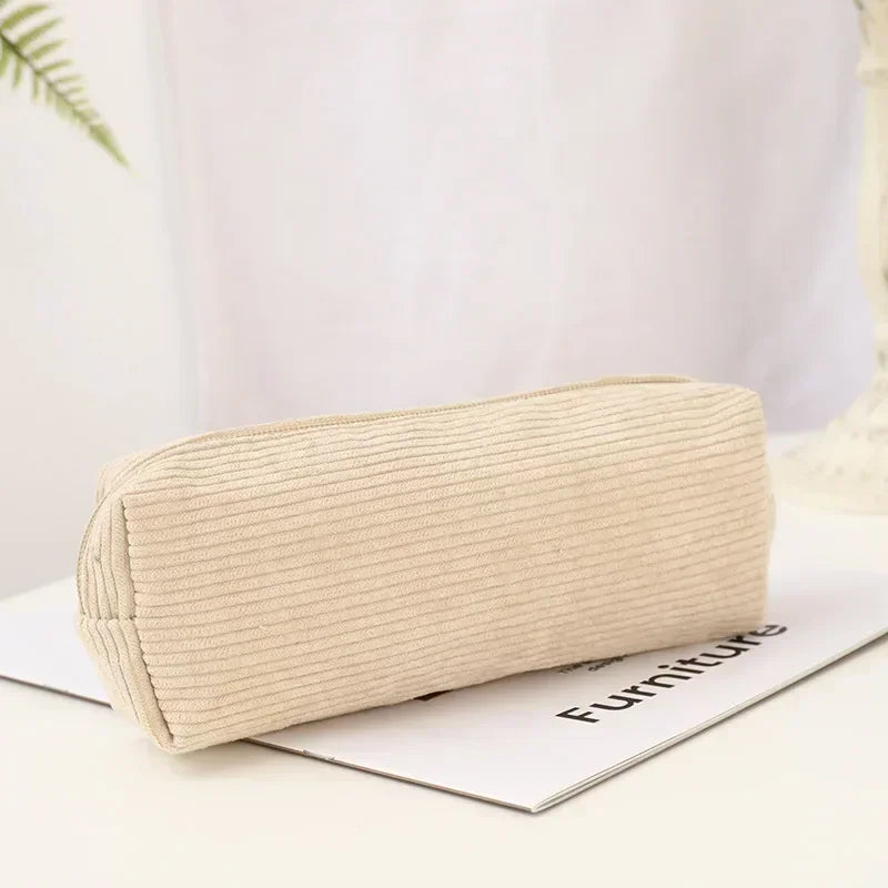 Cute Corduroy Pencil Case Little Shark Embroidery Pen Bag Pouch Gift