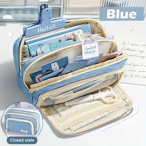 Kawaii Pencil Case 3 Layers Cute Pen Bag Large Capacity Korean