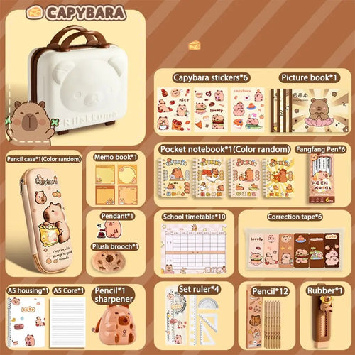Large Capacity Gift Box Capybara Stationery Set Pencil Case Abundant