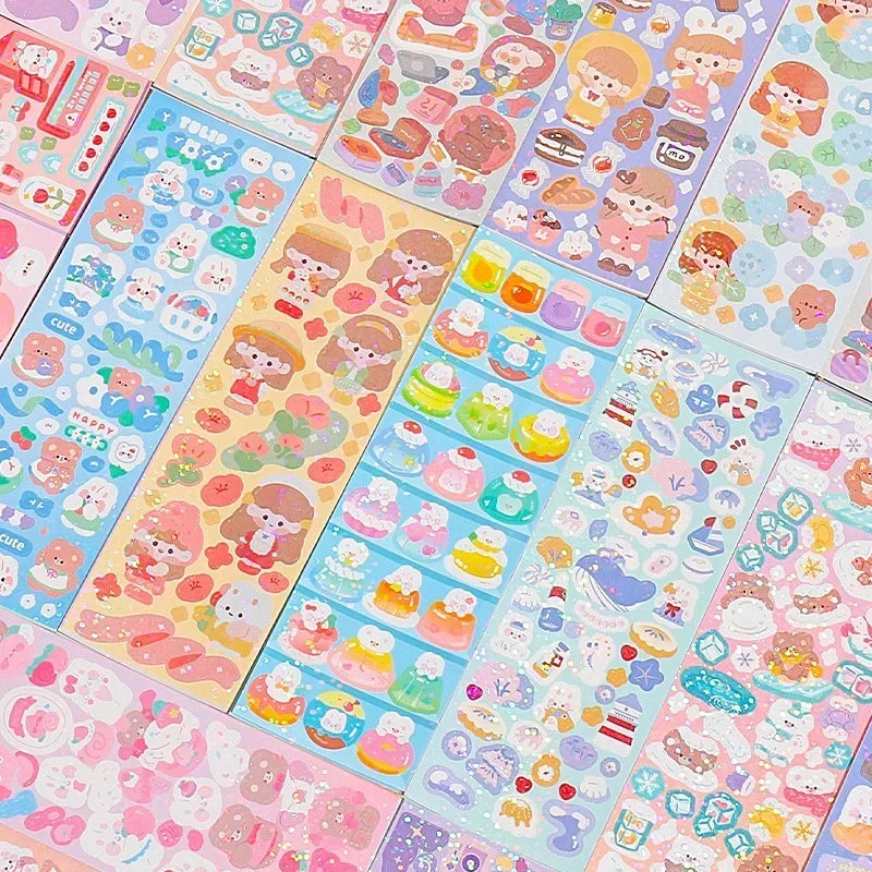Kawaii Handbook Stickers Cartoon Collage Laser Student DIY Decorative