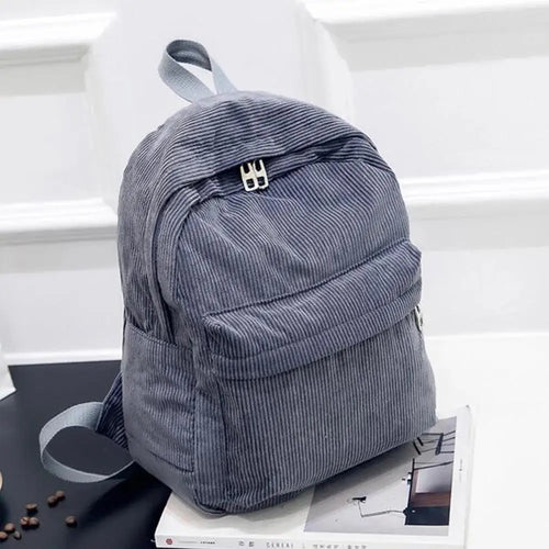 New Trend Backpack Fashion Women Corduroy Backpack College Women Solid