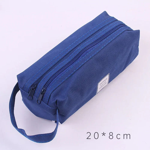 Large Capacity Pencil Cases Double Layer Simple Canvas Bags for Girls