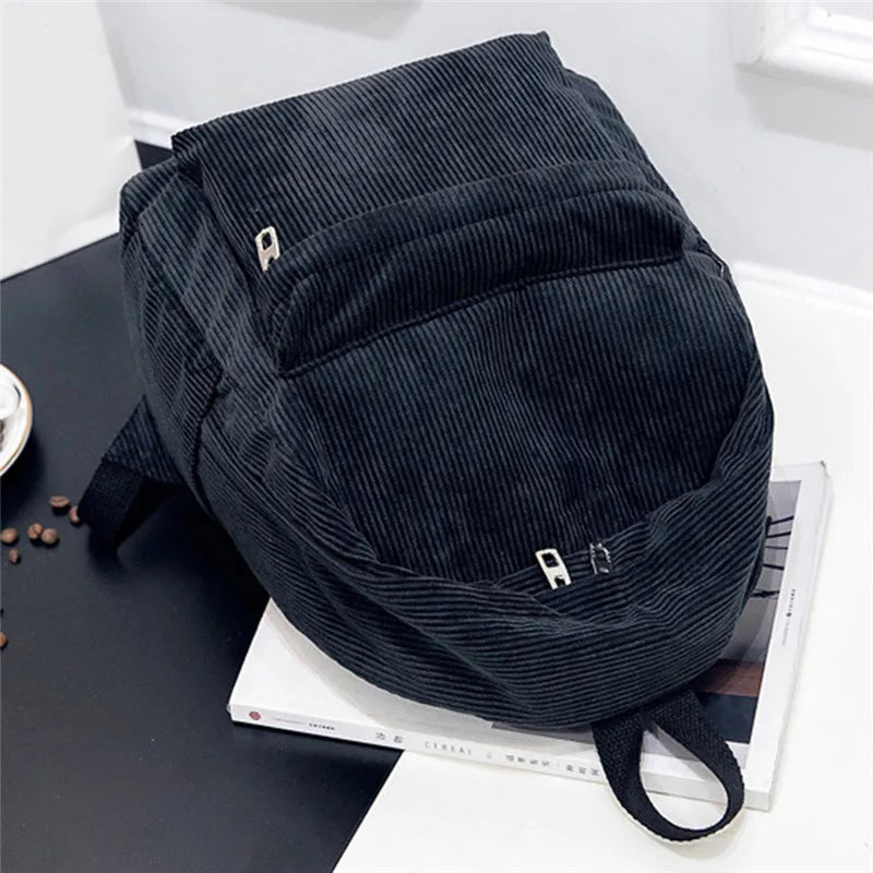 New Trend Backpack Fashion Women Corduroy Backpack College Women Solid