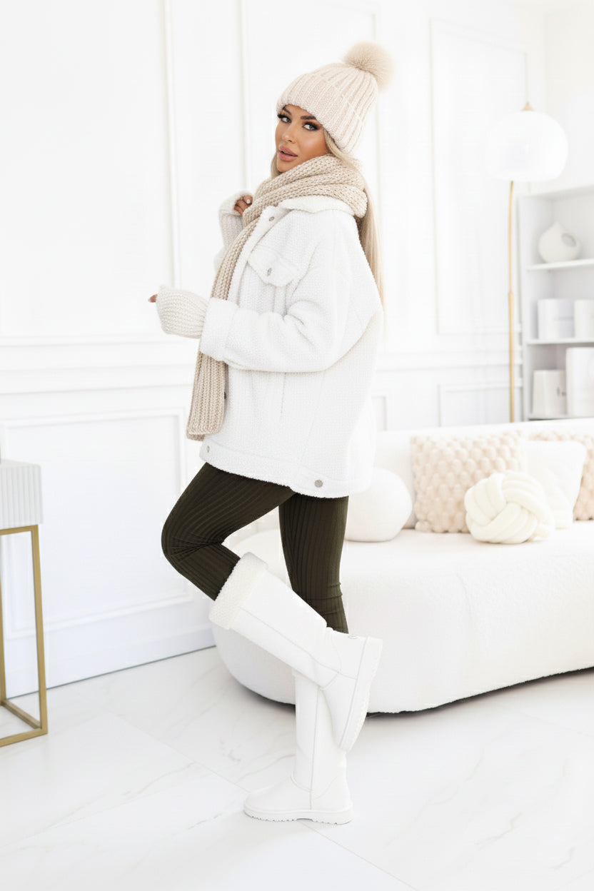 Kocula 619-2 Comfortable and elegant ribbed women's jumpsuit with a neckline - khaki-7