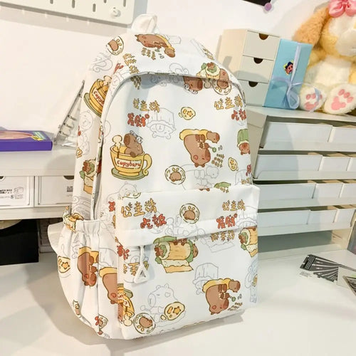 Kawaii Cartoon Capybara Backpack Funny Large Capacity Capybara School