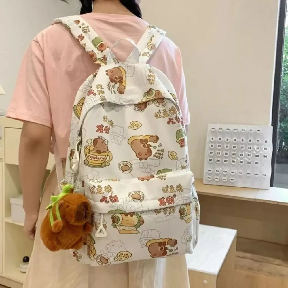 Kawaii Cartoon Capybara Backpack Funny Large Capacity Capybara School