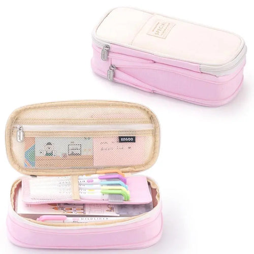 Kawaii Pencil Case Large Capacity Pen Bag Double Layer for Students