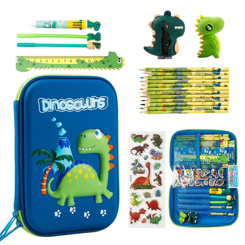 Cool Dinosaur Pencil Case Stationery Set Unicorn 3D EVA Pencil Box