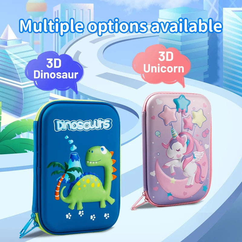 Cool Dinosaur Pencil Case Stationery Set Unicorn 3D EVA Pencil Box