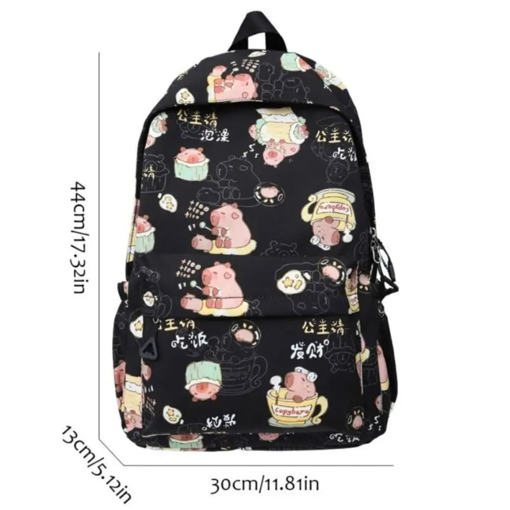 Kawaii Cartoon Capybara Backpack Funny Large Capacity Capybara School
