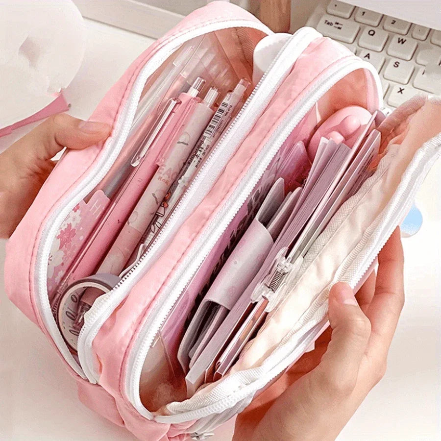 Kawaii Pencil Case 3 Layers Cute Pen Bag Large Capacity Korean