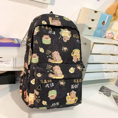 Kawaii Cartoon Capybara Backpack Funny Large Capacity Capybara School
