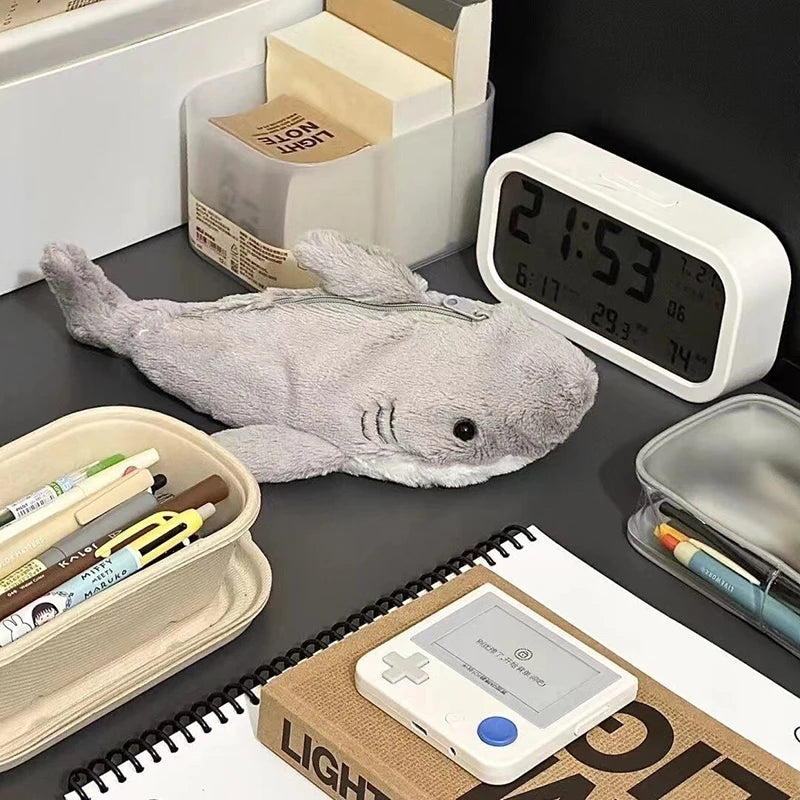 Cartoon Plush Shark Pen Bag Pencil Case Kawaii Doll Back To School