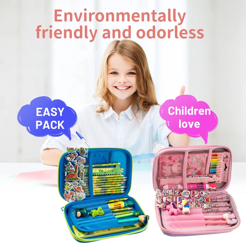Cool Dinosaur Pencil Case Stationery Set Unicorn 3D EVA Pencil Box