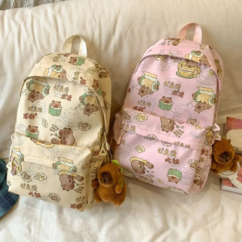 Kawaii Cartoon Capybara Backpack Funny Large Capacity Capybara School